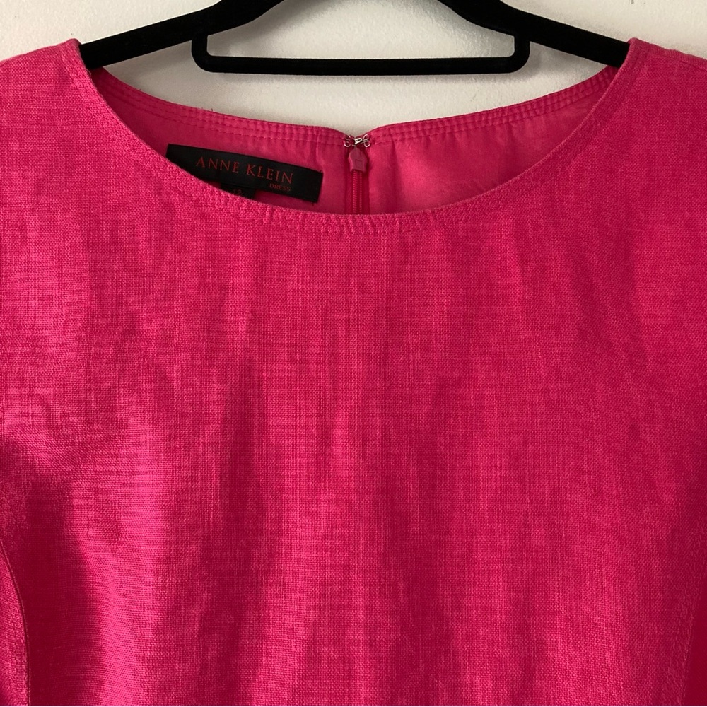 Anne Klein Dress Pink Linen Sheath Dress - Picture 2 of 8